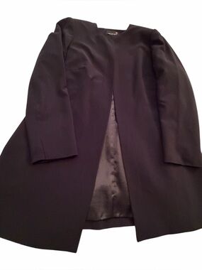 Laura Plus Black Collarless Long Line Blazer-Open Front-Size 16